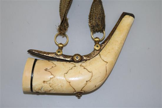 A 17th/18th century Turkish Ottoman walrus ivory powder horn,